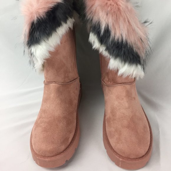 💟💟PINK SUEDE FURRY BOOTS💟💟 - Picture 5 of 6